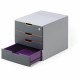 DURABLE VARICOLOR Keyed Lock Desktop 4 Drawer Organizer - 11" W x 11-3/8" H x 14" D - 4 Drawers - Loackable Top Drawer - Color L