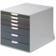 DURABLE VARICOLOR Desktop 7 Drawer Organizer - 11" W x 11-3/8" H x 14" D - 7 Drawers - Color Labeled Tabs - Charcoal