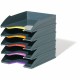 DURABLE VARICOLOR Stackable 5 Letter Trays - 10-1/2" W x 13-1/4" H x 13-1/4" HD- Color Labeled - Multi / Charcoal - Set of 5