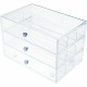 Deflecto 3-Drawer Storage Organizer - 3 Drawer(s) - 7" Height x 10" Width x 6.8" Depth - Clear - 1 Each